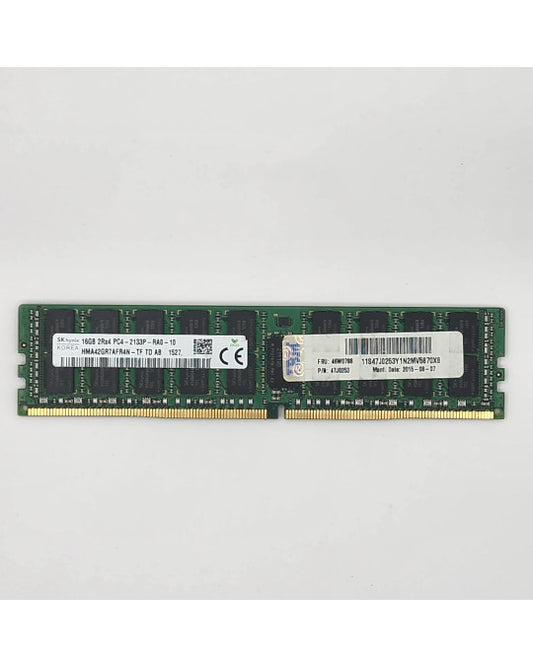 Vista frontal del módulo de memoria DDR4 SK Hynix de 16 GB (dual-rank x4, 2133 MT/s) para servidores IBM.