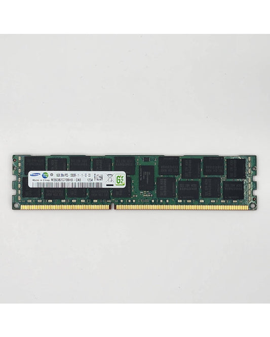 Vista frontal del módulo de memoria DDR3 Samsung de 16 GB (dual-rank x4, 12800 MT/s).
