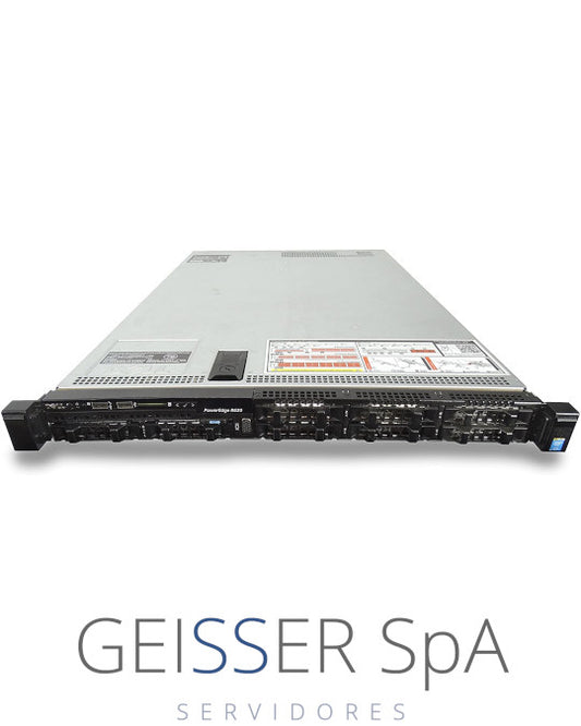 Imagen frontal del servidor Dell R630 (1U) con 8 bahías SFF, mostrando su diseño moderno y panel de control.