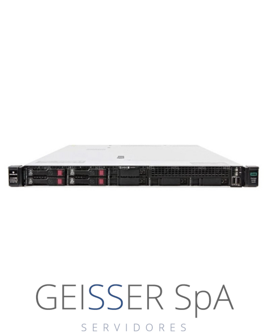 Imagen frontal del servidor HP DL360 G10 (1U) con 8 bahías SFF, mostrando su diseño robusto y panel frontal.