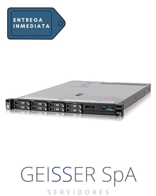 Imagen frontal del servidor Lenovo X3550 M5 (1U) con 8 bahías SFF, mostrando su diseño moderno y panel de control.